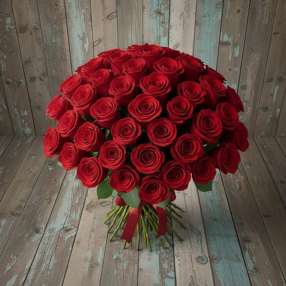 Букет 55 Красных роз Фридом в Мостовском