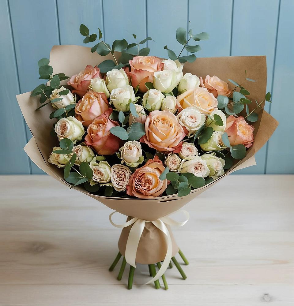 Букет цветов из: Альстромерии и Розы в Мостовском