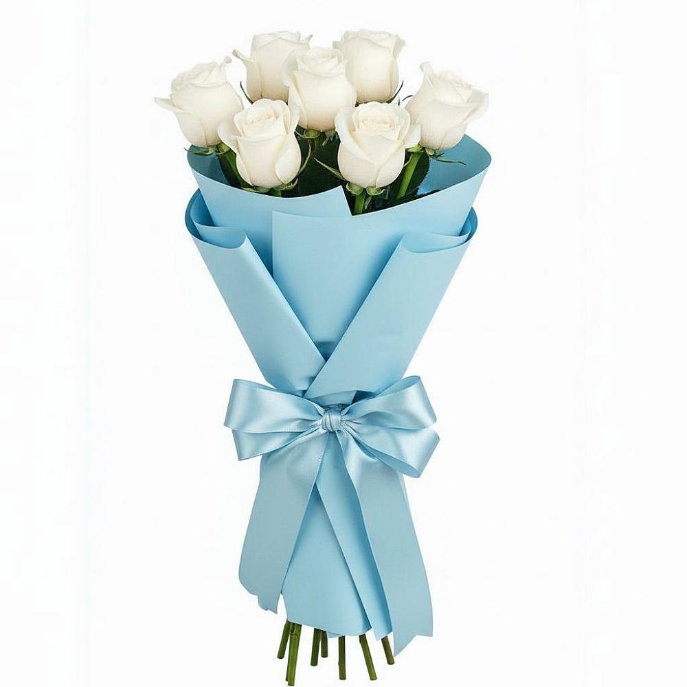 Букет 7 белых роз Проуд в Мостовском