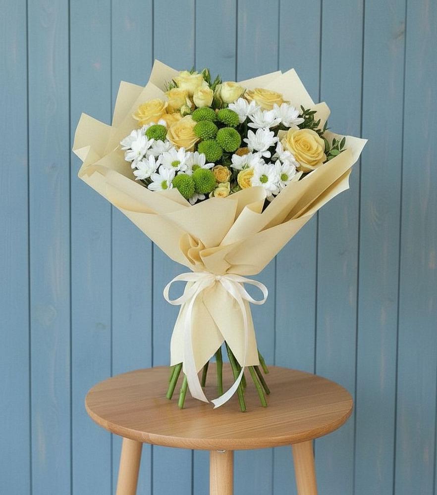 Букет цветов из: Хризантемы и Розы в Мостовском