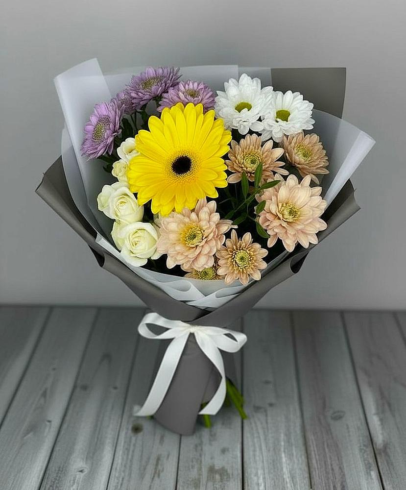 Букет цветов из: Розы, Герберы и Хризантемы в Мостовском