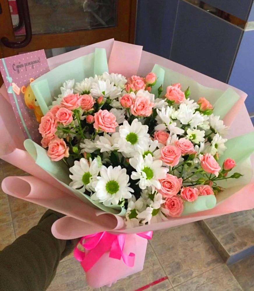 Букет цветов из: Розы и Хризантемы в Мостовском