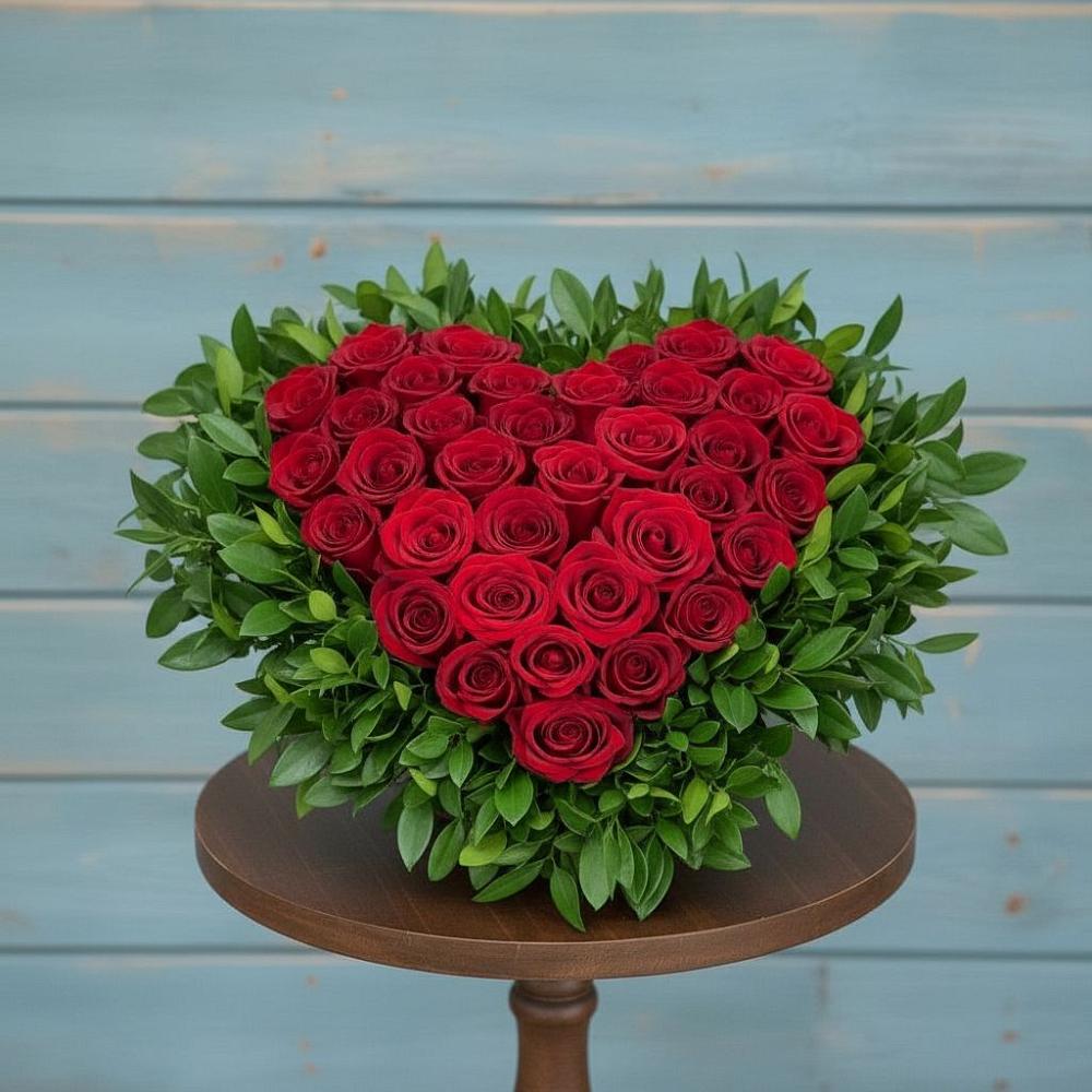 Цветочная композиция из Розы в виде сердца в Мостовском