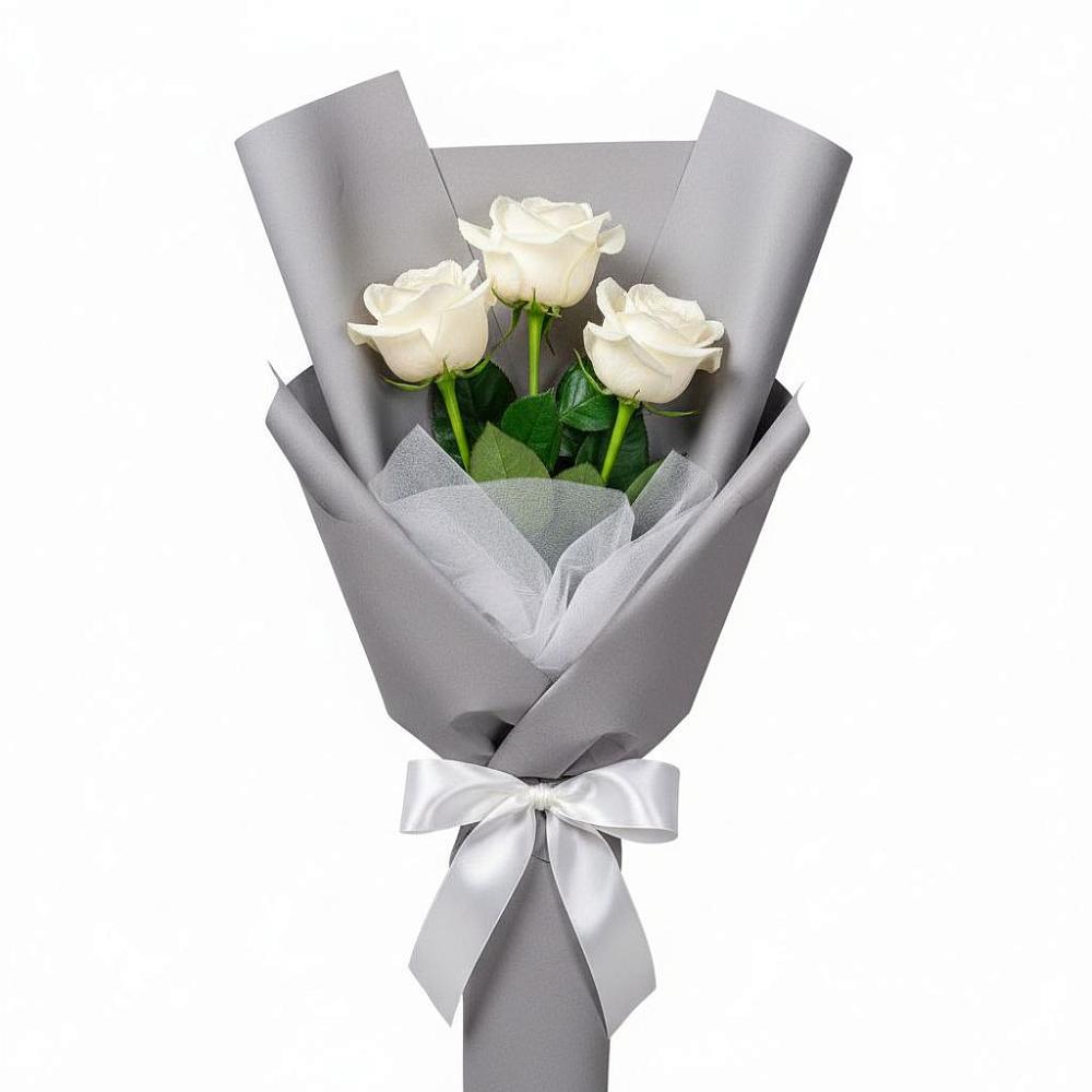 Букет 3 белые розы в Мостовском
