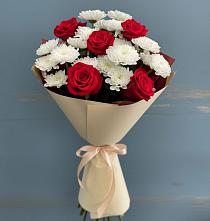 Букет цветов из:  Розы и Хризантемы в Мостовском