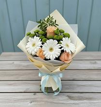 Букет цветов из:  Герберы, Розы и Хризантемы в Мостовском
